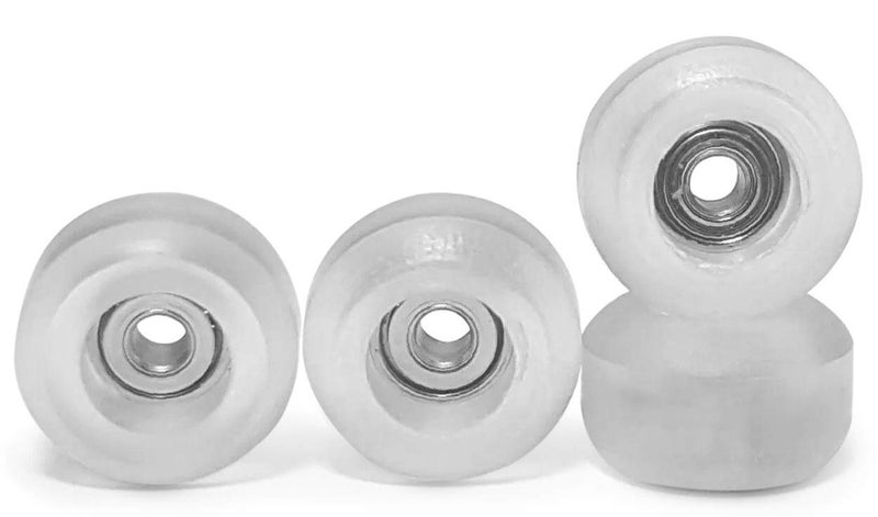 CNC Polyurethane Fingerboard Bearing Wheels, Clear - Set of 4 Wheels - Durable Material with a Hard Durometer - Teak Tuning